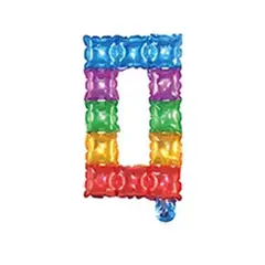 GENERICO - Globo metálico número 0 cuadros de colores 16"