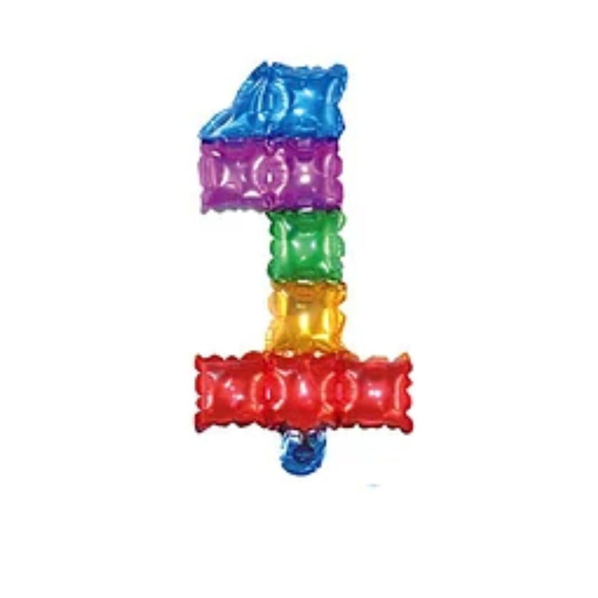 GENERICO - Globo metálico número 1 cuadros de colores 16"
