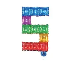 GENERICO - Globo metálico número 5 cuadros de colores 16"