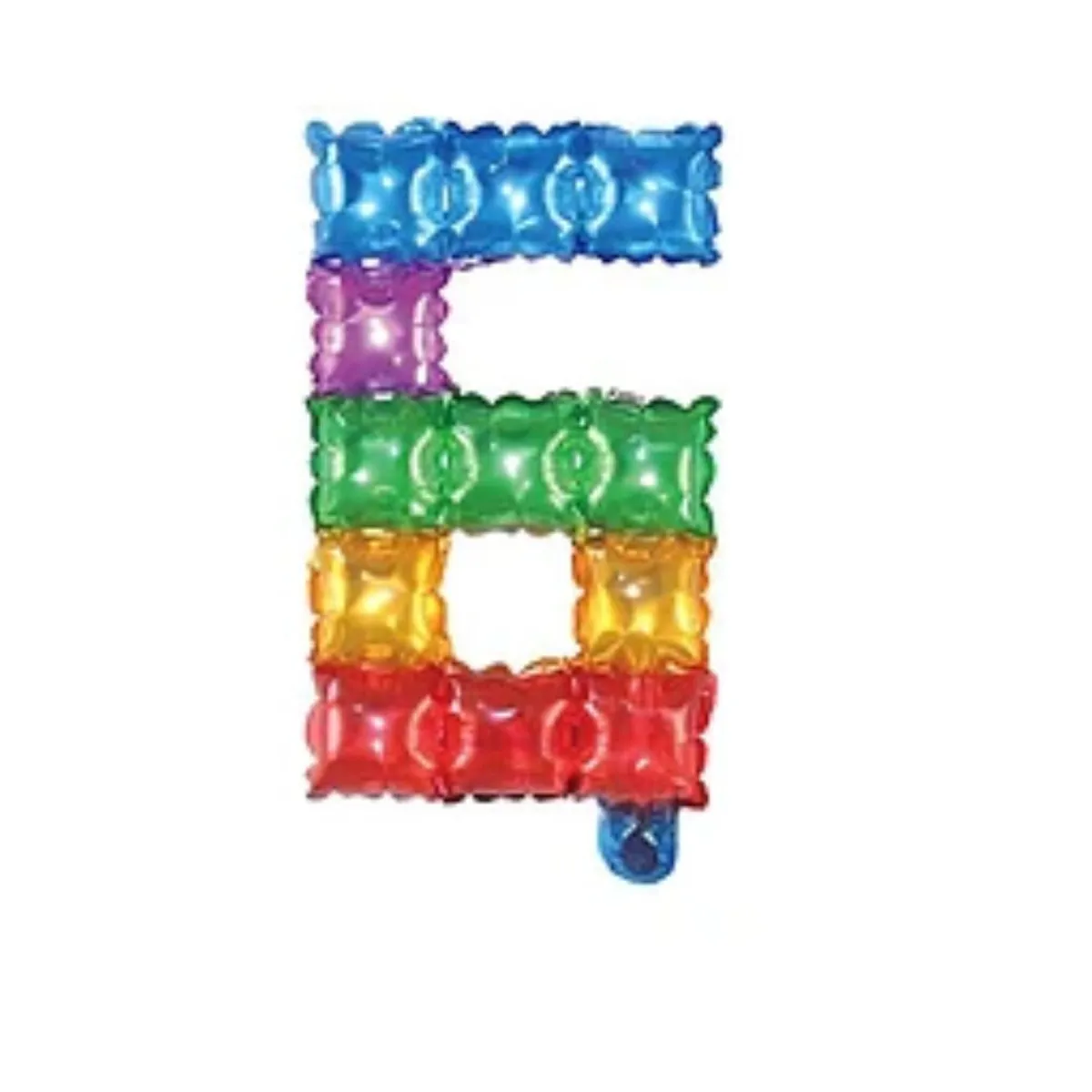 GENERICO - Globo metálico número 6 cuadros de colores 16"