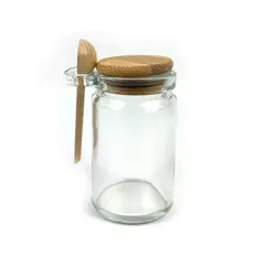 GENERICO - Set 6 Frasco Especiero Vidrio Tapa Bambú Con Cuchara 100 ml