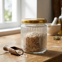 GENERICO - Set 6 Frasco Vidrio Acanlado Tapa Aluminio Dorado 240 ml