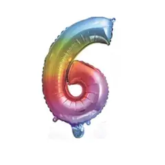 GENERICO - Globo número 6 multicolor 16"