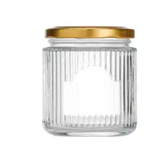 GENERICO - Set 6 Frasco Vidrio Acanlado Tapa Aluminio Dorado 275 ml