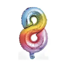 GENERICO - Globo número 8 multicolor 16"
