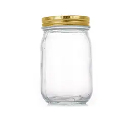 GENERICO - Set 6 Frasco Vidrio Cocina Tapa Aluminio Dorado 350 ml