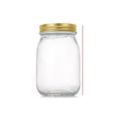 GENERICO - Set 6 Frasco Vidrio Cocina Tapa Aluminio Dorado 500 ml