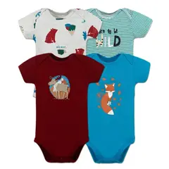 TEDMIMAK - Pack 4 Bodys Niño Manga Corta 100% Algodón