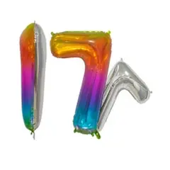 GENERICO - Globo metálico número 7 multicolor 16 pulgadas