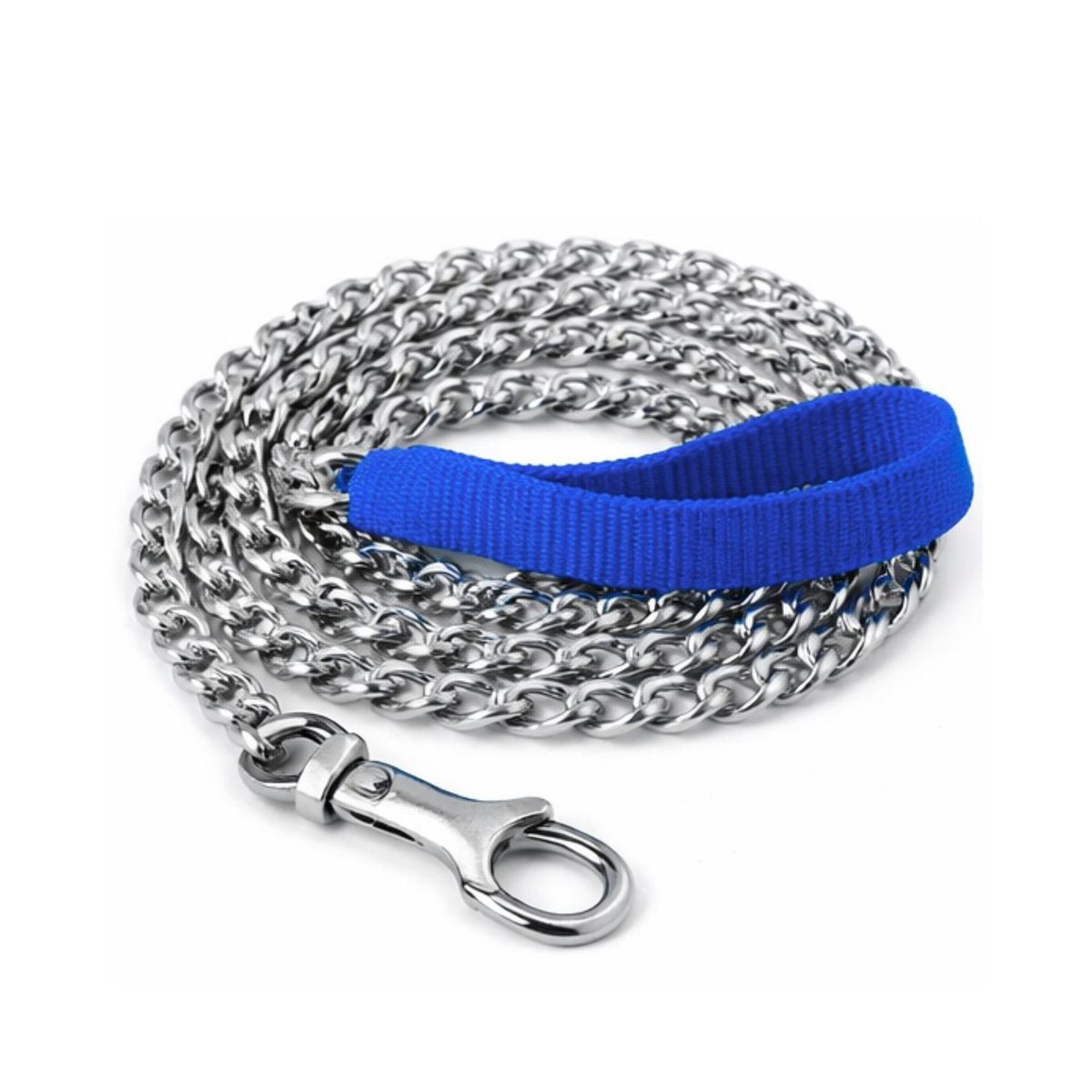 GENERICO - Correa Perro Cadena Acero 120 cm Mango Acolchado - Azul