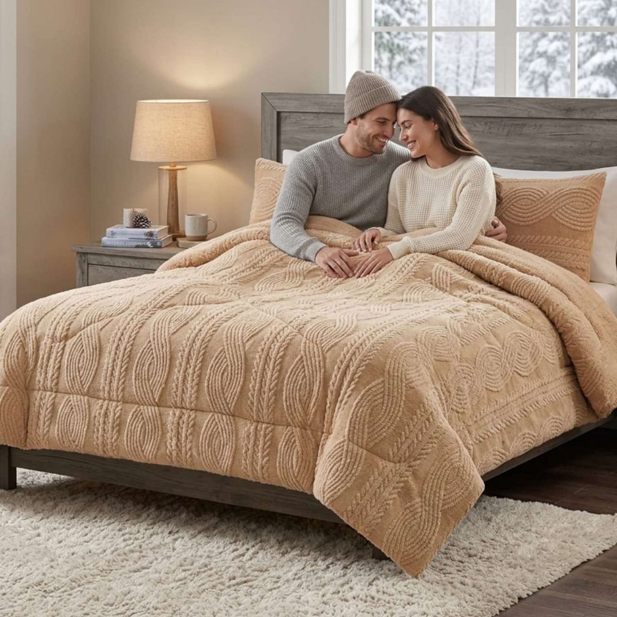 GENERICO - Cubrecama Trenzado Ultra Suave Invierno + Fundas