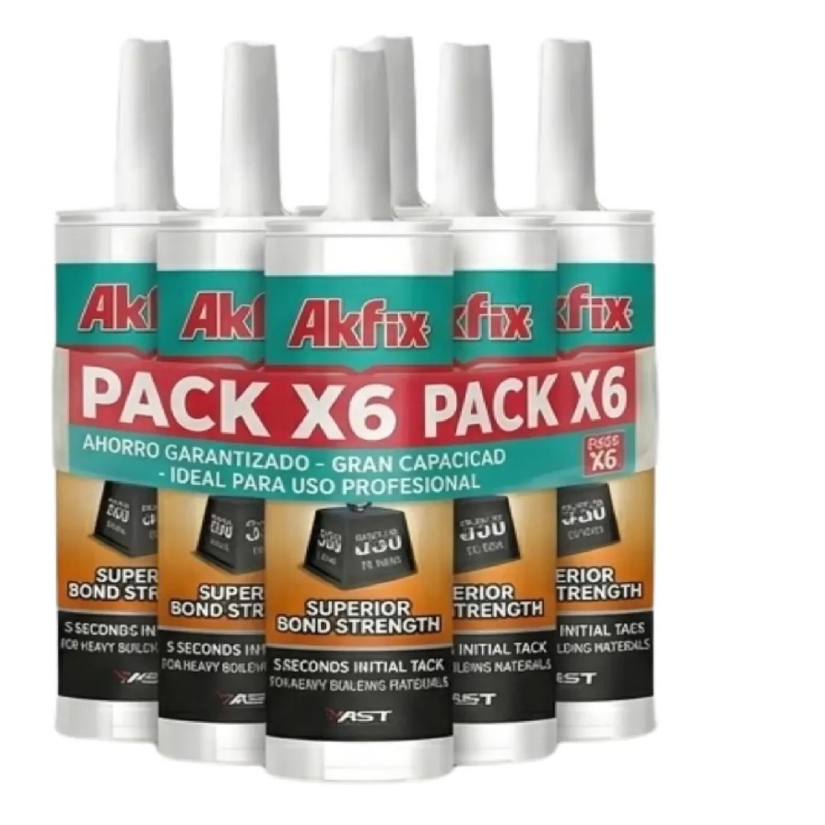 AKFIX - Pack 6 Adhesivo High Tack Akfix Polimero Hibrido Pega Todo
