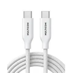 MULTICOM - Cable de Datos y Carga Súper Rápida USB-C a USB-C PD 100W 1M Blanco