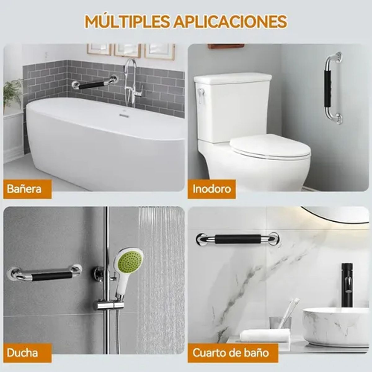 Barra De Seguridad Para Baño Acero Inoxidable 30cm 2pcs, Barras De Agarre Antideslizantes Para Ducha, marca EVERSO - Foto Principal