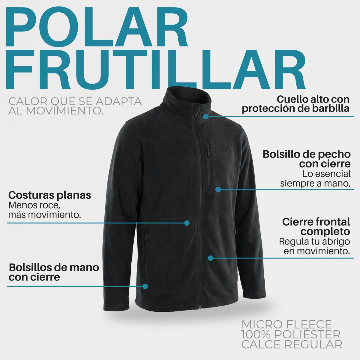 KANO - Chaqueta Polar Térmico Frutillar Kano Negro