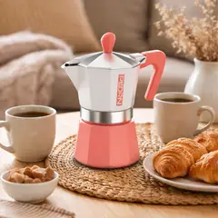 STERN - Cafetera MyMoka aluminio pulido 6 tazas (270 ml) color damasco
