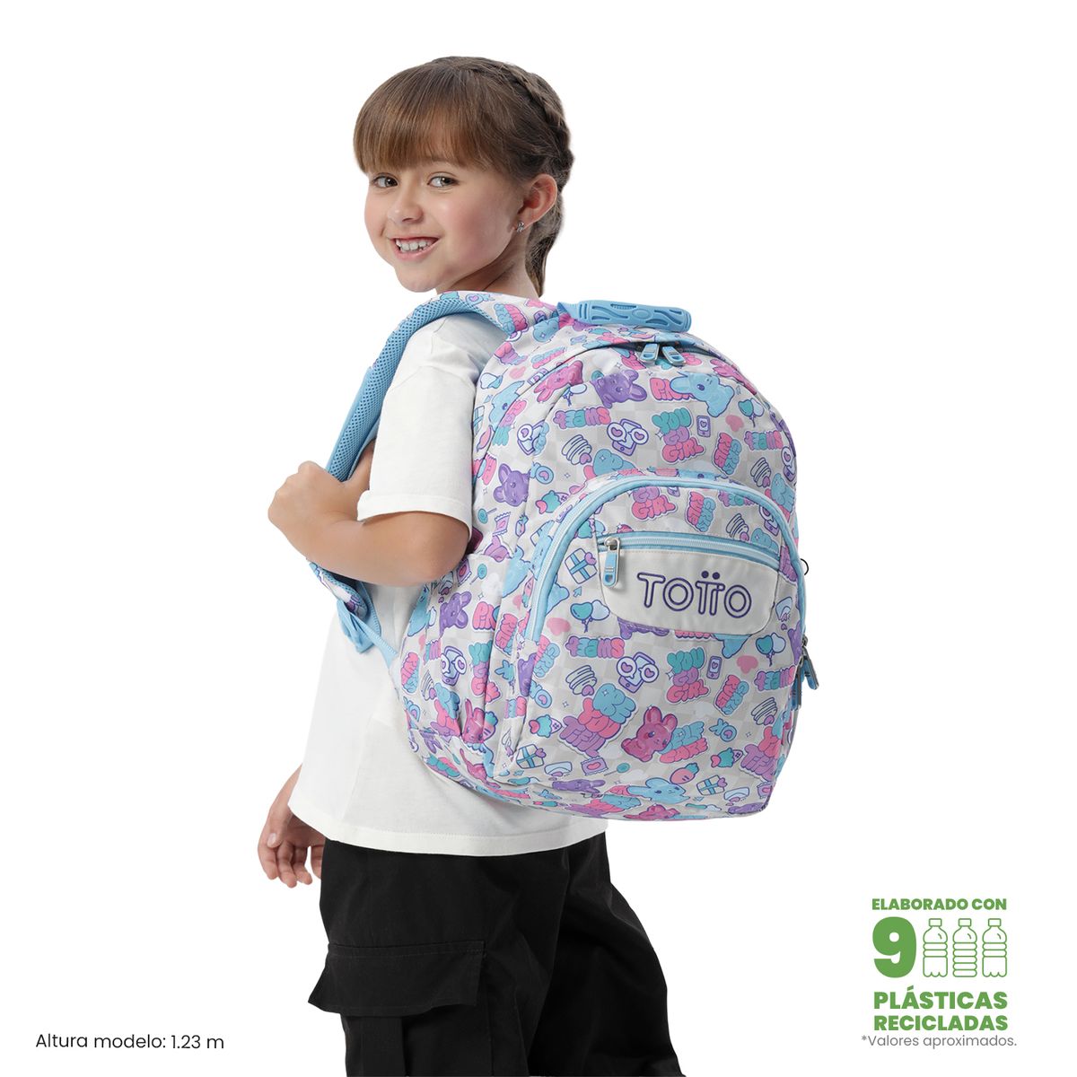TOTTO - Mochila Escolar Juvenil Porta PC 13 Gommas Blanco