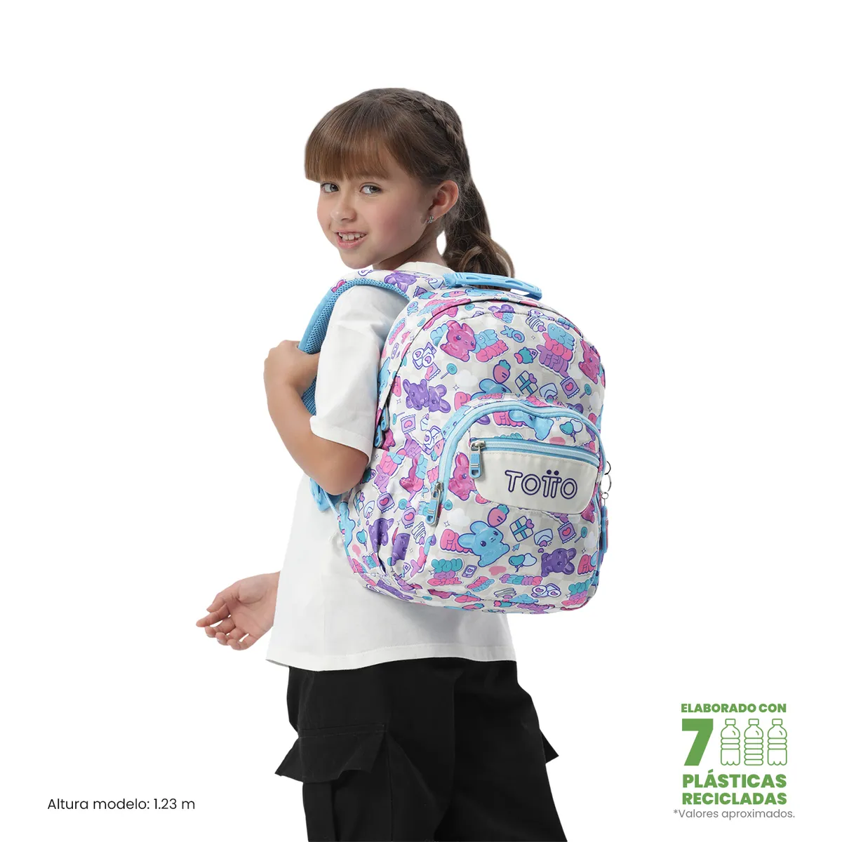TOTTO - Mochila Escolar Juvenil Porta Tablet 10  Tempera Blanco