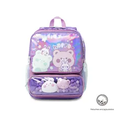 TOTTO - Mochila Escolar para Niña Friends Party Pequeño Morado