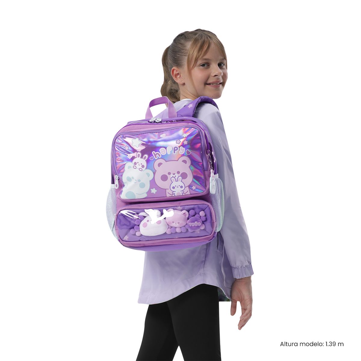 TOTTO - Mochila Escolar Totto para Niña Friends Party Pequeño Morado