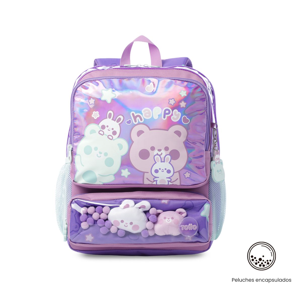TOTTO - Mochila Escolar Totto para Niña Friends Party Mediano Morado