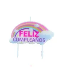 GENERICO - Vela feliz cumpleaños arcoiris 8x9cm