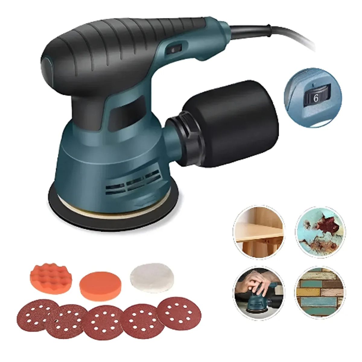 GENERICO - Lijadora Orbital Profesional Hoja 300w Para Madera Y Metal