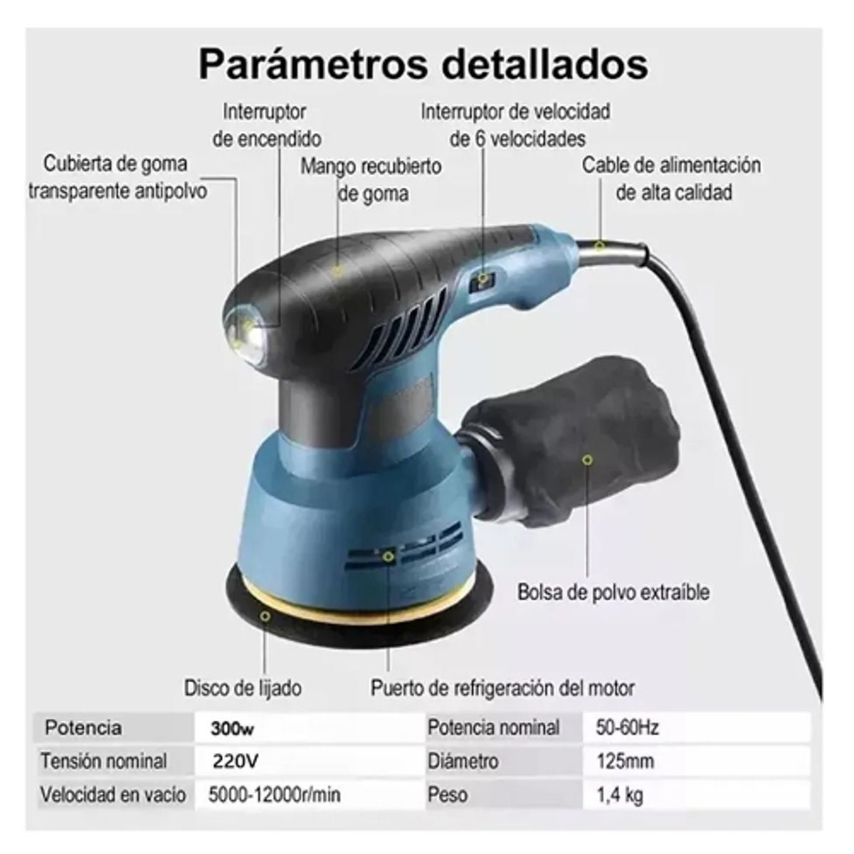 GENERICO - Lijadora Orbital Profesional Hoja 300w Para Madera Y Metal