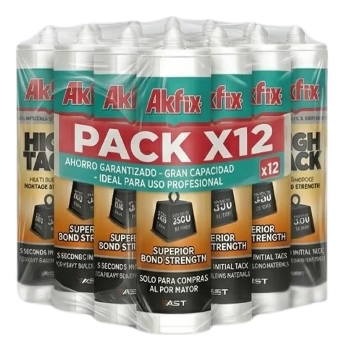AKFIX - Pack 12 Adhesivo High Tack Akfix Polimero Hibrido Pega Todo