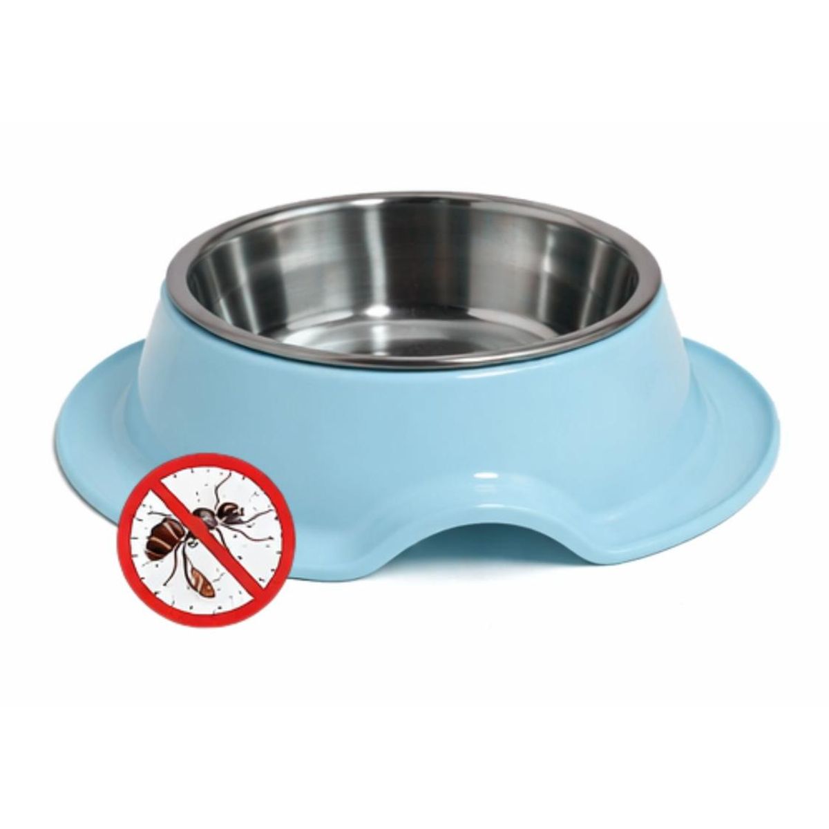 GENERICO - Plato Antihormigas Acero Inoxidable Mascotas 21,5 cm - Celeste