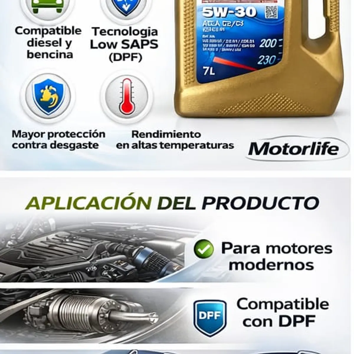 FEDERAL - Aceite Motor 5W-30 Federal Sintético Diesel y Gasolina API SNCF ACEA C2C3 4L