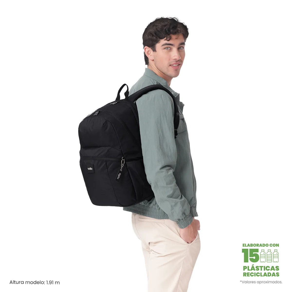 TOTTO - Mochila Universitario  Trik 2.0 Porta PC 15 Negro