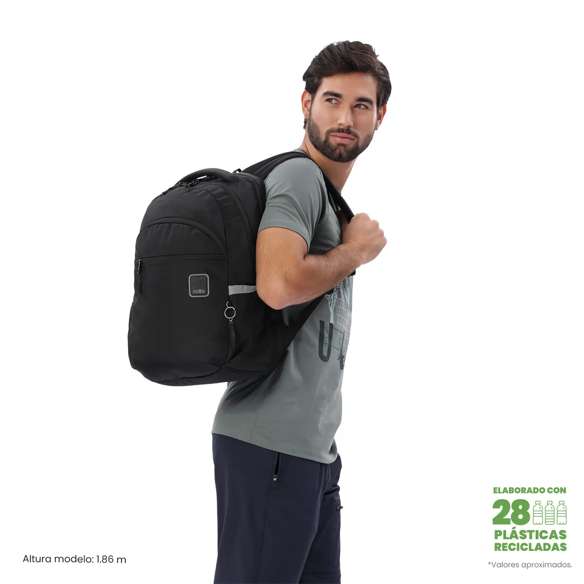 TOTTO - Mochila Universitario  Porta PC 15 Indo 2.0 Negro