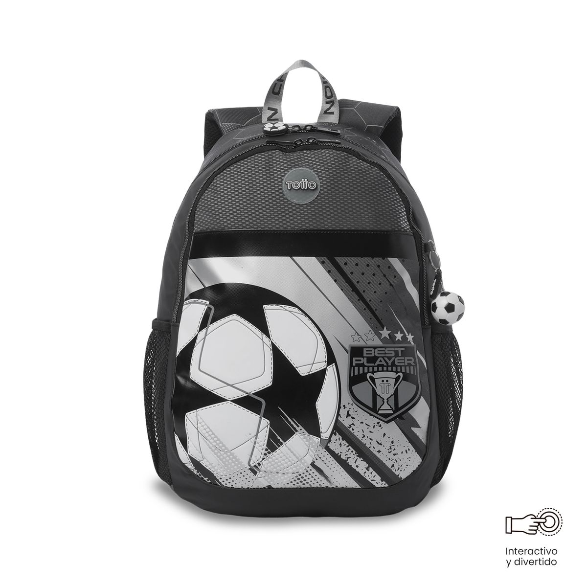 TOTTO - Mochila Escolar Totto para Niño Champion Grande  Gris