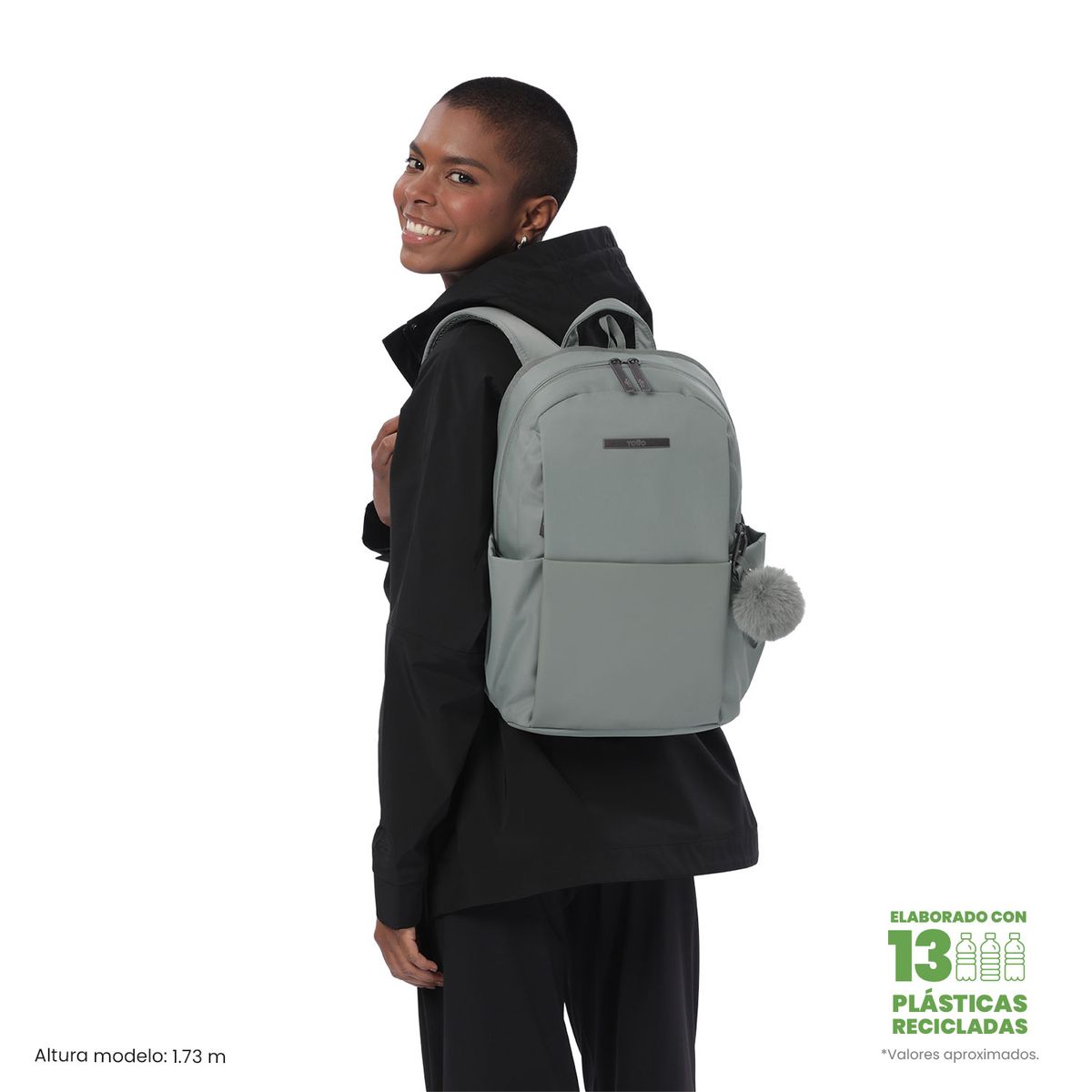 TOTTO - Mochila para Oficina PC 14 Adelaide 1 2.0 Mediano Verde