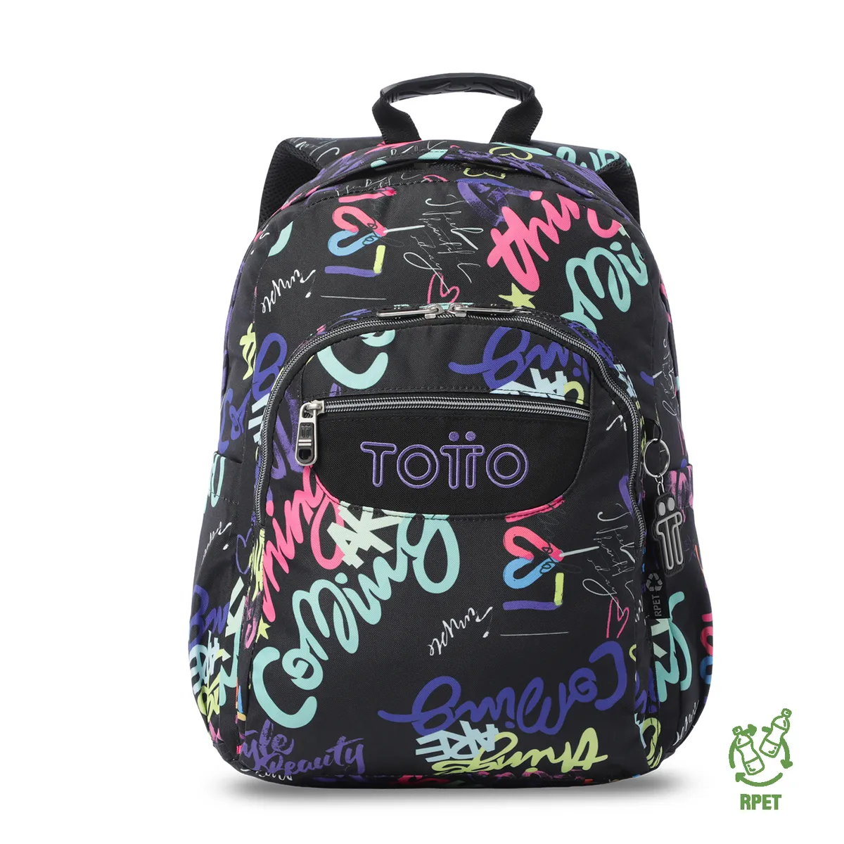 TOTTO - Mochila Escolar Juvenil Porta PC 14 Acuarela Negra