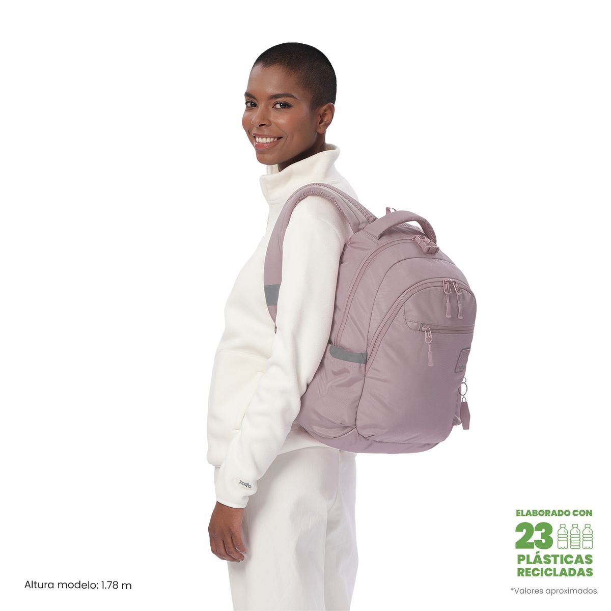 TOTTO - Mochila Universitario Misisipi 2.0 Porta PC 14 Rosado