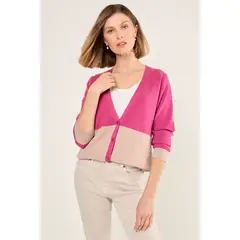 MA GRIFFE - Chaleco Fantasia Mujer Beige/Rosado Magriffe