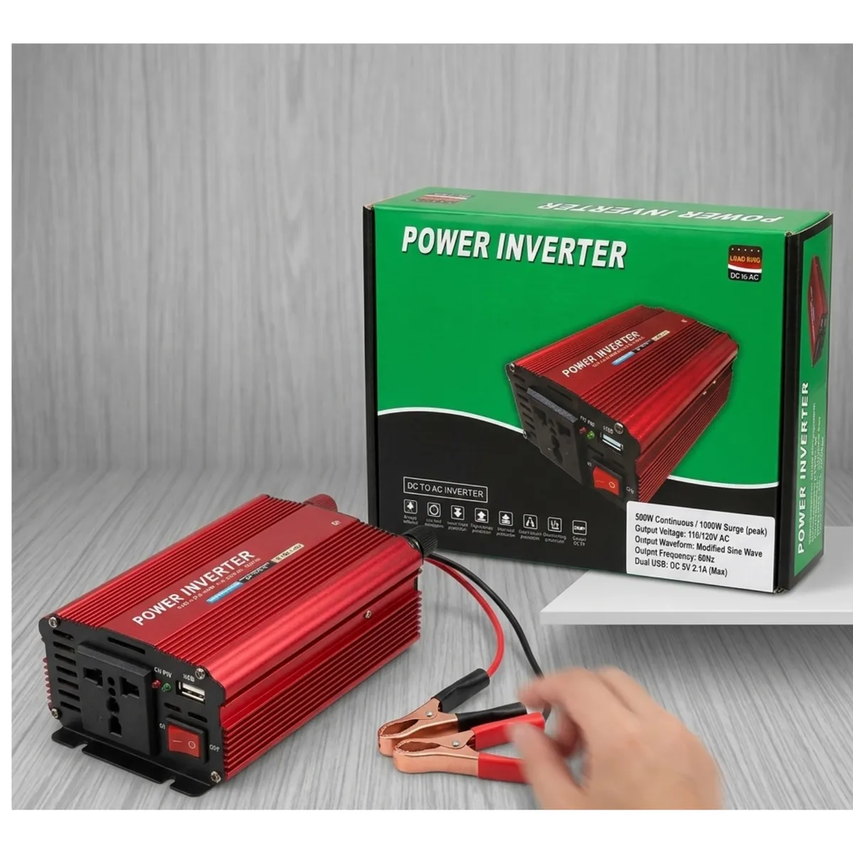 GENERICO - Inversor De Corriente 500w 12v A 220v Transformador Auto Camioneta Puerto Usb + Enchufe Universal