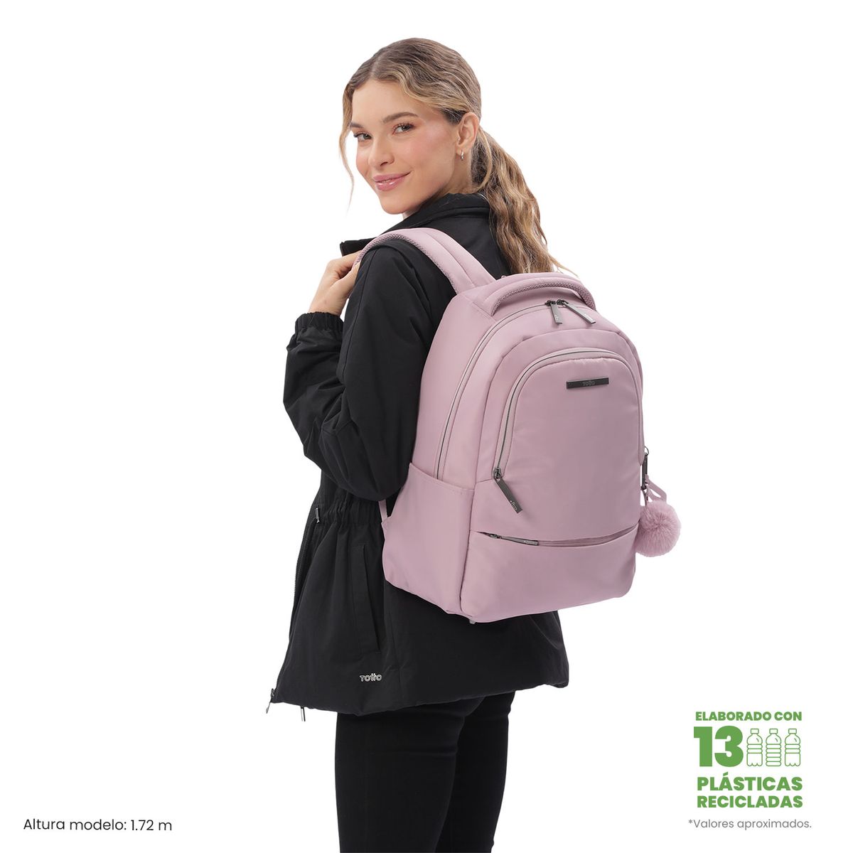 TOTTO - Mochila para Oficina PC 14 Adelaide 2 2.0 Mediano Rosado