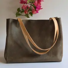 PEPA GONZALEZ - Cartera PETIT cuero verde olivo