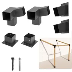GENERICO - Kit Soportes Pérgola 3 Vías 9x9cm Acero Inclinado 15 Grados
