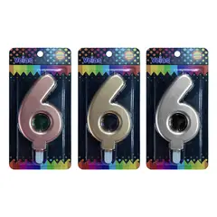 GENERICO - VELA NUMERAL GIGANTE METALLIC N6 X1 UNI