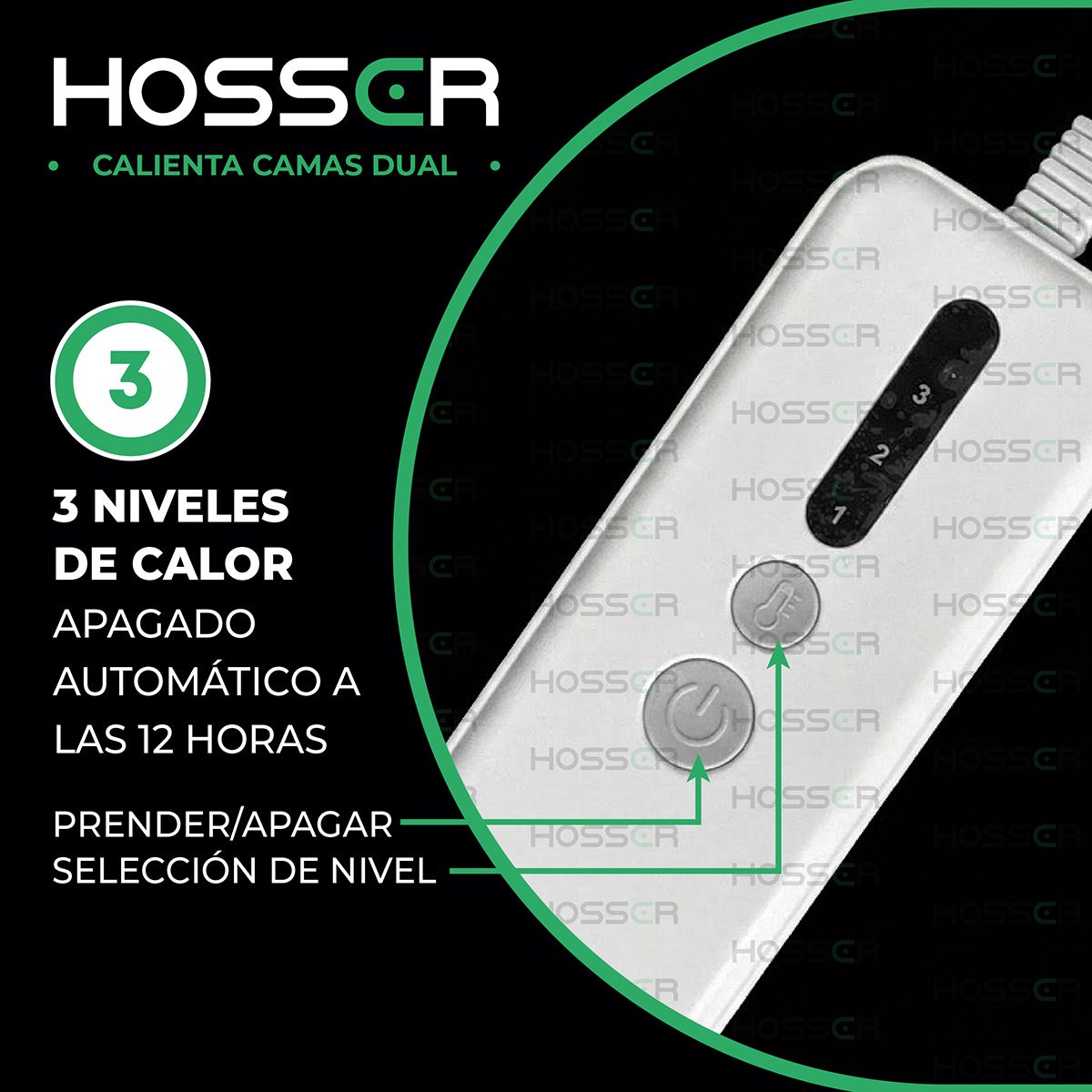 HOSSER - Calienta Camas Electrico King Dual Hosser 180x200cm Doble Control