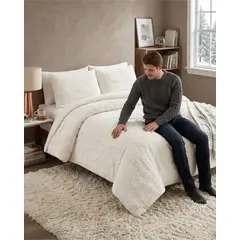 GENERICO - Cubrecama 2 plazas Trenzado Ultra Suave Invierno + Fundas