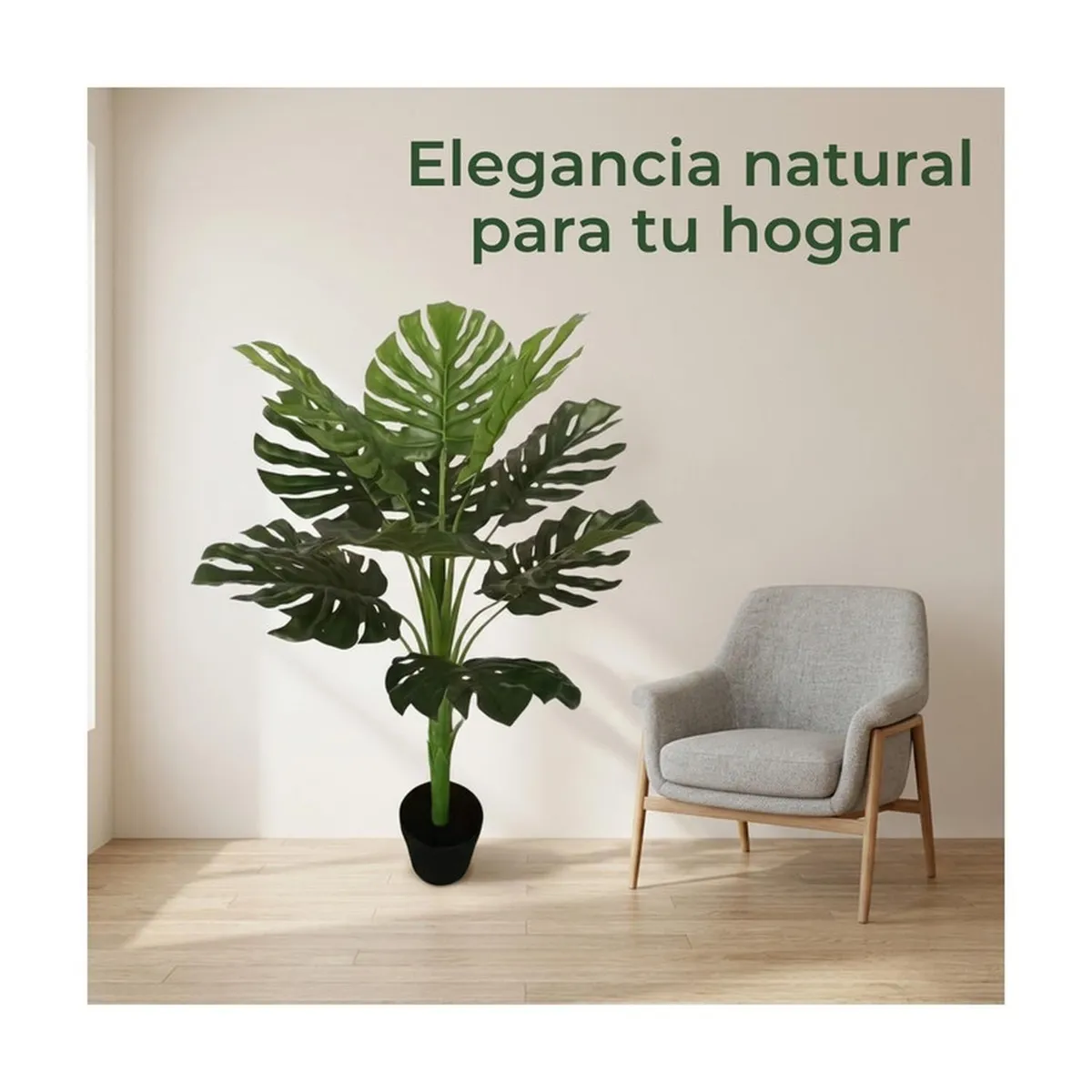 MOBII - Planta Artificial Monstera Hoja Grande 120 cm