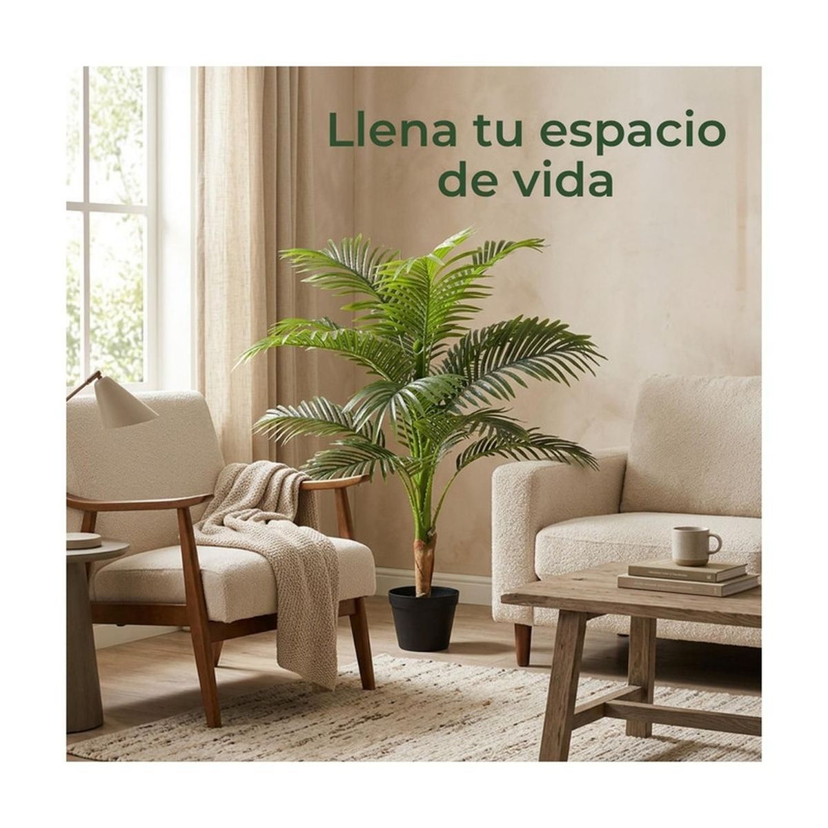MOBII - Planta Artificial Palmera Areca Frondosa 100 cm