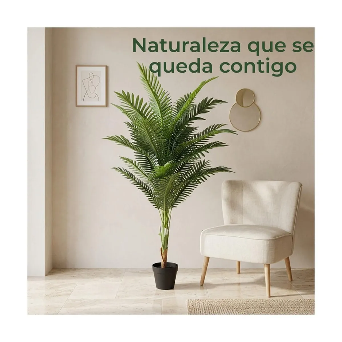 MOBII - Planta Artificial Palmera Areca Decorativa 120 cm