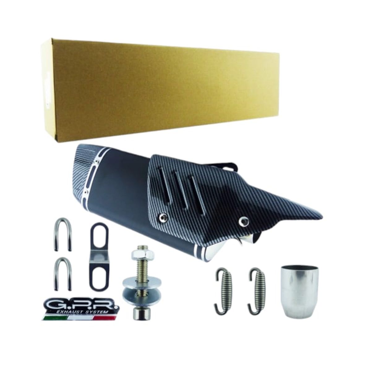 GENERICO - TRONADOR  PARA MOTO GPR CON  PROTECCION Y BOCA CARBON 46 CM SILENCIADOR