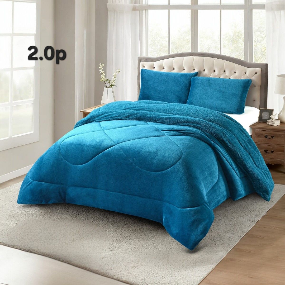 GENERICO - Cubrecama Plush Con Chiporro  De Invierno 2 Plazas Liso Unicolor